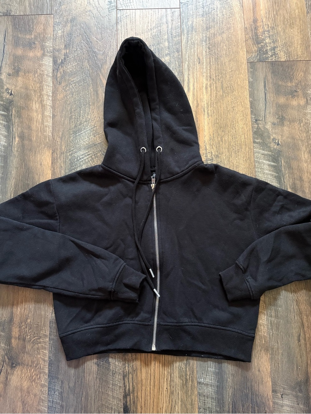 PrettyLittleThing Black Full-Zip Hooded Sweatshirt